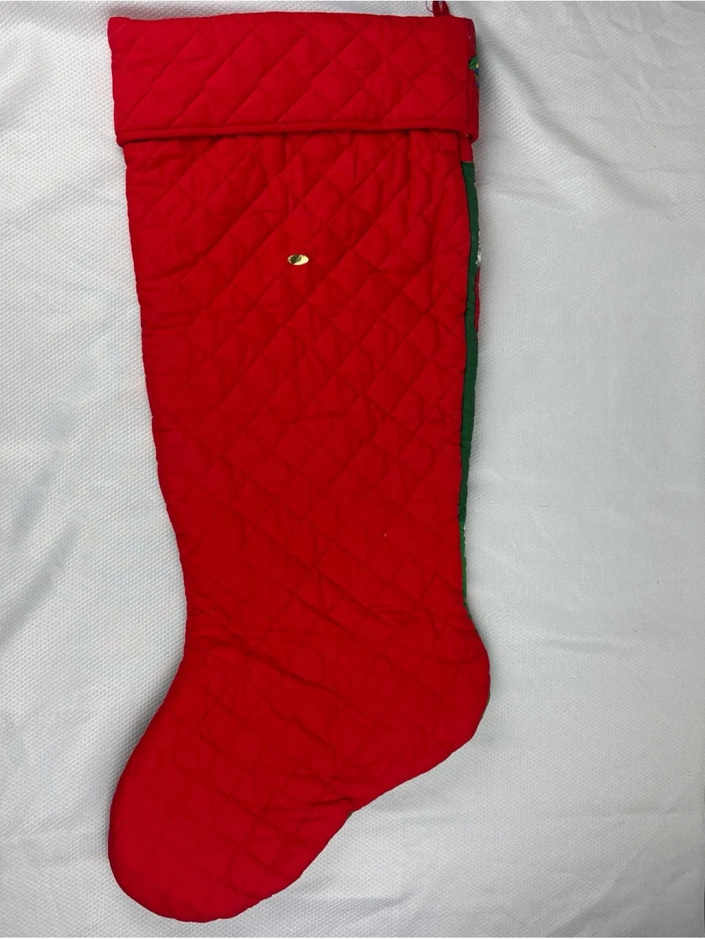 Vintage Jumbo Quilted Christmas Stocking Santa Presents 34